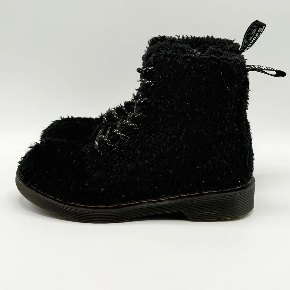 Dr. Martens Kids' 1460 Pascal Tinsel Faux Fur Boots in Black - US Big Kids 1 / E